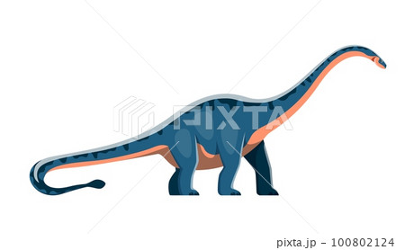 Cartoon Shunosaurus dinosaur character. Jurassic era monster or creature, extinct animal isolated vector cute personage. Jurassic era dinosaur, paleontology herbivore beast with long neck and tail 100802124