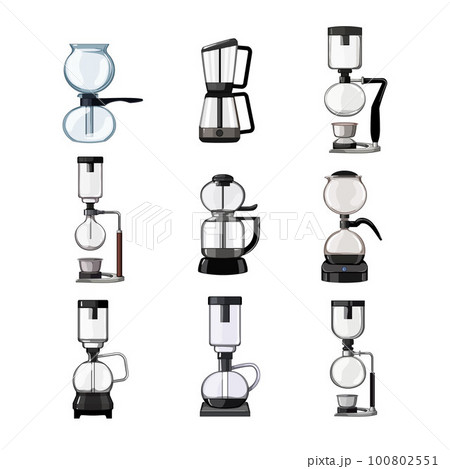 syphon coffee maker set cartoon vector illustration syphon coffee maker set cartoon vector illustration 100802551
