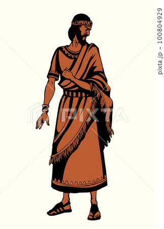 Ancient man in rich clothes. Vector drawing 100804929