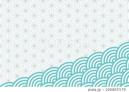 日本風イラスト背景☆青海波・麻の葉☆ベクター素材 100805570
