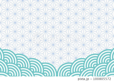 日本風イラスト背景☆青海波・麻の葉☆ベクター素材 100805572