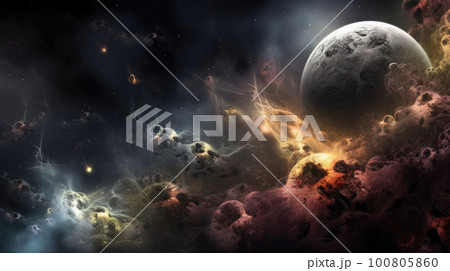 Space Background. Illustration Generative AI 100805860