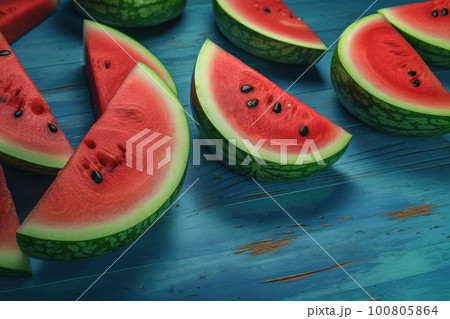 Summer Background with watermelon. Illustration AI Generative 100805864