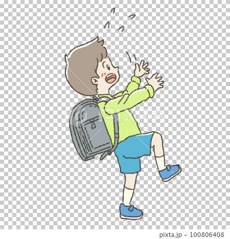 A boy who is about to collapse with a heavy school bag A boy who is about to collapse with a heavy school bag 100806408