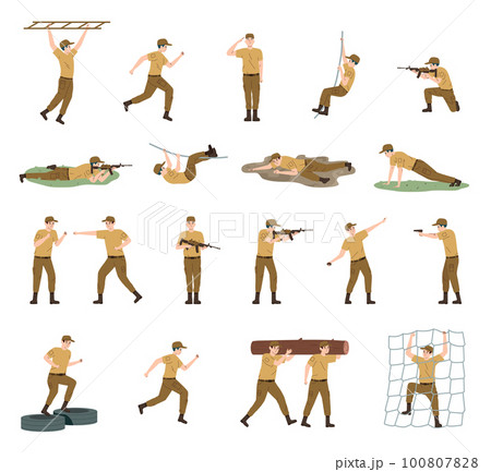 Military Training Flat Icon Set Military Training Flat Icon Set 100807828