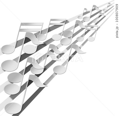 White and Gray Musical Notes Isolated on White Background 100807909