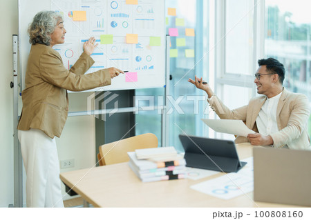 Asian entrepreneurs and business people meeting in a conference room in business planning, financial budget and investment risk assessment to analyze customer groups to increase company growth. 100808160