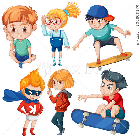 Set of cute cartoon characterのイラスト素材 [100808170] - PIXTA