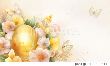 Happy Easter Cute Background Illustration AI Generative 100808314