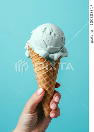 Tasty Sweet Ice Cream. Illustration AI Generative 100808317