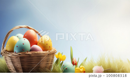 Happy Easter Cute Background Illustration AI Generative 100808318