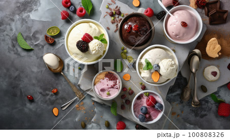Tasty Sweet Ice Cream. Illustration AI Generative 100808326