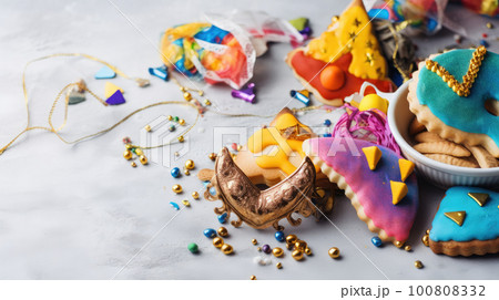 Purim Holiday Background. Illustration AI Generative 100808332