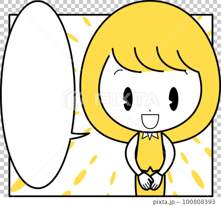 With an office lady speech bubble that speaks from the camera's point of view [comic frame style] 100808393