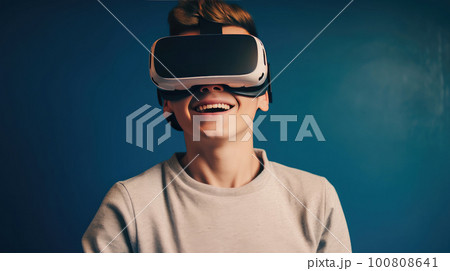 Child in VR Glasses. Illustration AI Generative 100808641