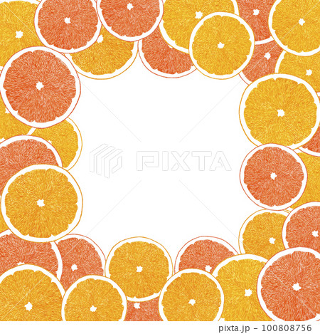 Hand drawn watercolor grapefruit and orange frame isolated on white background. Scrapbook, post card, banner, lable. 100808756