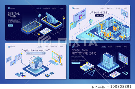 Digital Twin Isometric Banners Set 100808891