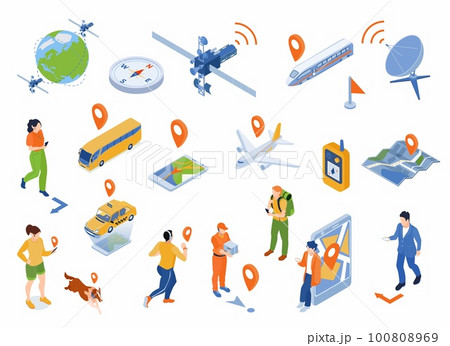 GPS Navigation Icon Set 100808969