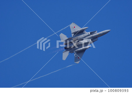 航空祭で機動飛行を行う航空自衛隊のF-15 100809393