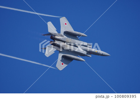 航空祭で機動飛行を行う航空自衛隊のF-15 航空祭で機動飛行を行う航空自衛隊のF-15 100809395