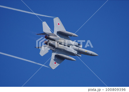 航空祭で機動飛行を行う航空自衛隊のF-15 100809396