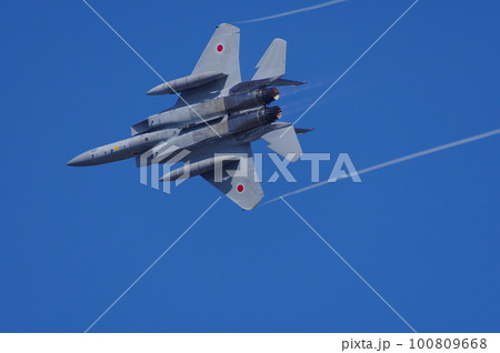 航空祭で機動飛行を行う航空自衛隊のF-15 100809668