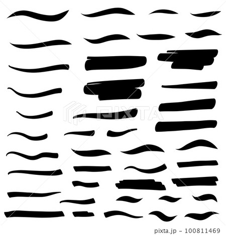 Set of swash hand drawn brush lines, underlines. Vector collection of calligraphic elements in doodle style. Swirl swoosh brushstroke Set of swash hand drawn brush lines, underlines. Vector collection of calligraphic elements in doodle style. Swirl swoosh brushstroke 100811469