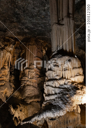 Dripstone column in the famous karst cave Dripstone column in the famous karst cave 100812300