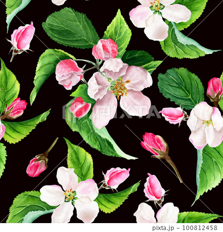 Watercolor seamless pattern with apple tree...のイラスト素材 [100812458] - PIXTA