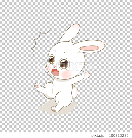 びっくりしているかわいいうさぎのイラスト 100813283