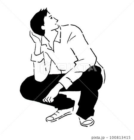 Line drawing person sitting down Cut Out Stock Images & Pictures - Alamy