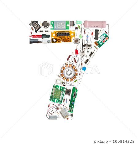 Number "7" made of electronic components Number "7" made of electronic components 100814228