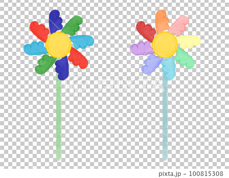 色彩繽紛的可愛風車插畫集 100815308