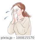 【手で押さえてくしゃみをする女性】 100815570