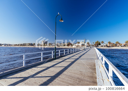 Kerford Rd Pier at Sunset in Melbourne Australia Kerford Rd Pier at Sunset in Melbourne Australia 100816664