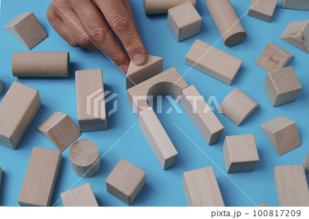 forming a house with some building blocks forming a house with some building blocks 100817209