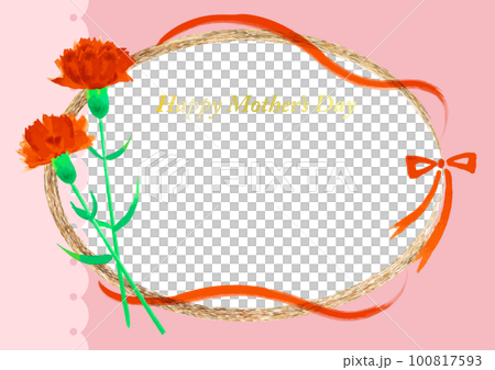 母の日の水彩の赤いカーネーションと金色のフレーム 100817593