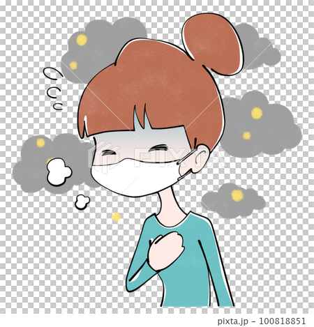 PM2.5、花粉、黃沙女人插畫 100818851