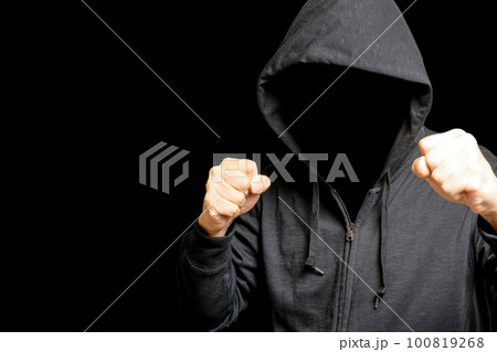 ファイティングポーズする不審者 ファイティングポーズする不審者 100819268