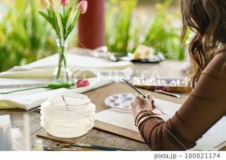 Artist drawing by artist brush mix color acrylic water color oil painting on art creativity and part therapy 100821174