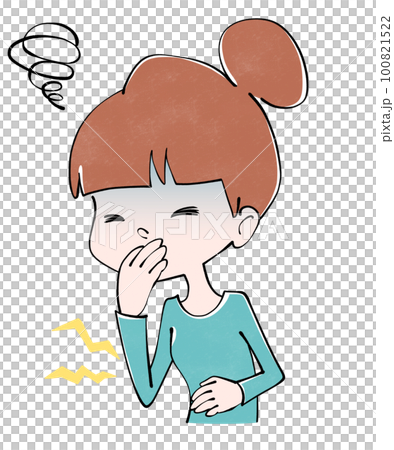 食中毒に苦しむ人　女性 100821522