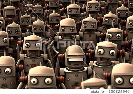 Robot crowd in rows. Robot army. Created with...のイラスト素材 [100822946] - PIXTA
