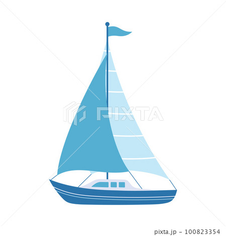 cartoon vector illustration of sailboat isolated on white 100823354