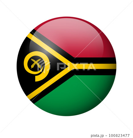 Vanuatu flag - glossy circle badge. Vector icon. 100823477