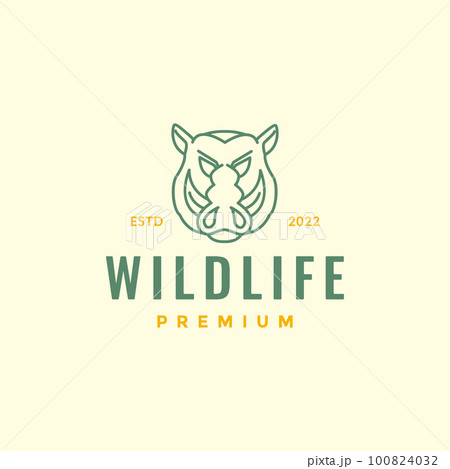 wildlife animal wild boar head danger line art forest logo design vector 100824032