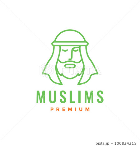 muslim old man bearded arabic headgear keffiyeh mascot line art modern logo design vector muslim old man bearded arabic headgear keffiyeh mascot line art modern logo design vector 100824215