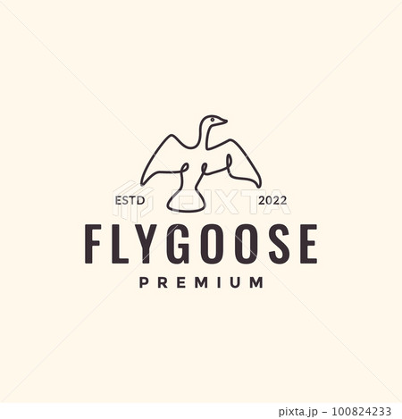 goose fly freedom wings beauty line art hipster logo design vector 100824233