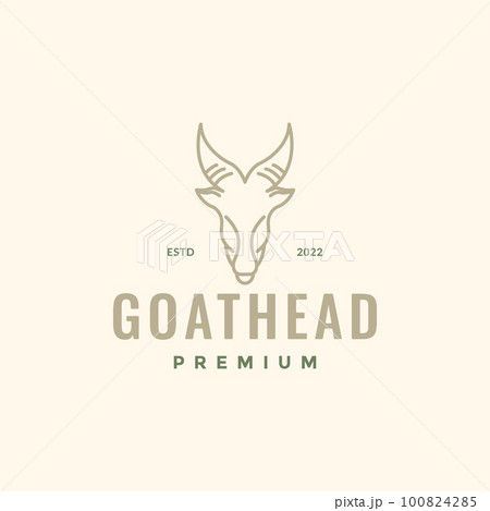 goat head strong livestock cattle horned line hipster vintage logo design vector 100824285