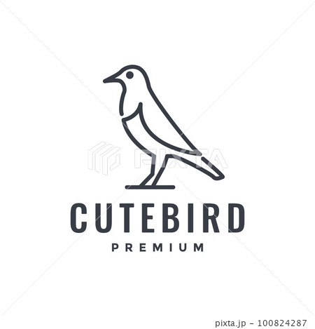 exotic bird little forest perched modern minimal line simple logo design vector 100824287