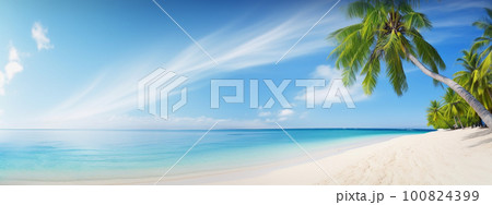 Tropical beach summer holiday background. Generative AI 100824399